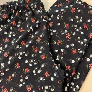Stone Gear Vintage Blue Cottage Floral Elastic Waist Relaxed Pants Size Large